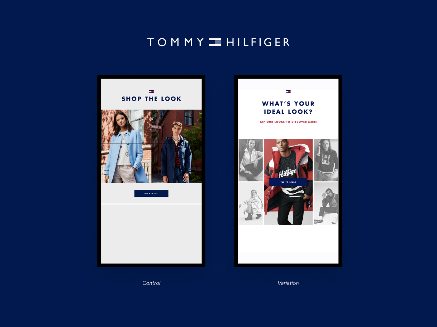 Tommy Hilfiger in-store idle screens, control beside variation
